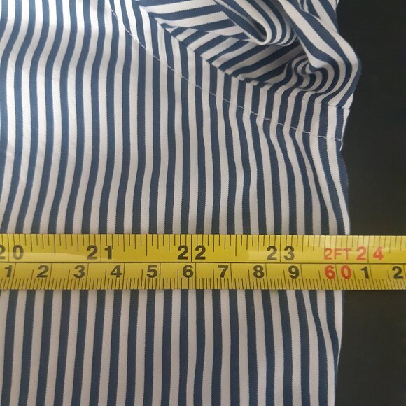 Faconnable Classique SZ L Navy & White Bengal Striped Men's Button Up Shirt - Picture 12 of 15